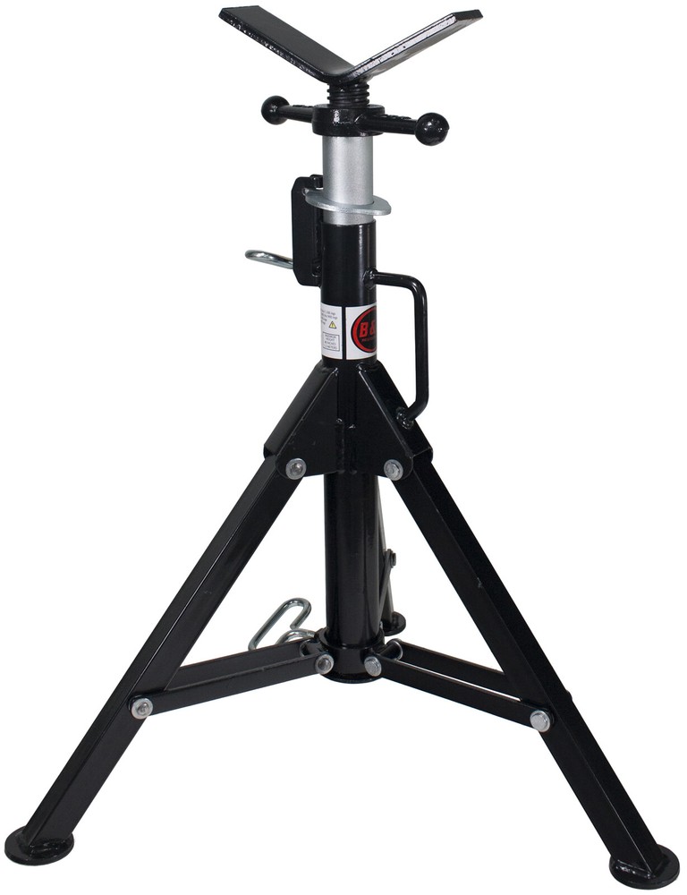 B&B Pipe 3900 High-Profile Adjustable Pipe Jack Stand with V-Head Folding Legs