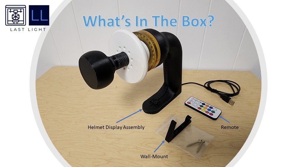 Helmet Wall Display - Remote Controlled - USB Powered LED