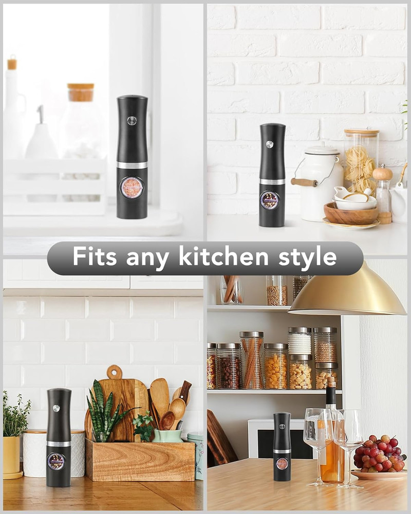 Rechargeable Electric Salt and Pepper Grinder Set with Charging Base, Automatic