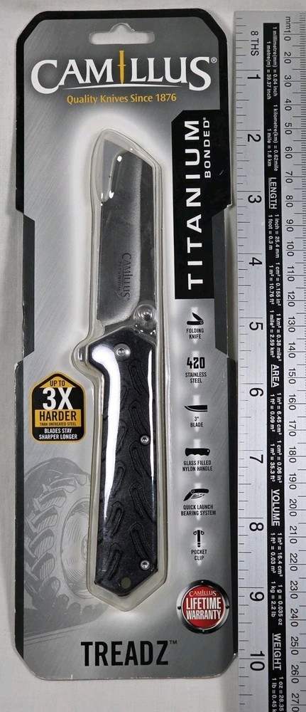 Camillus Treadz Folding Pocket Knife 3” Blade Titanium Bonded - New