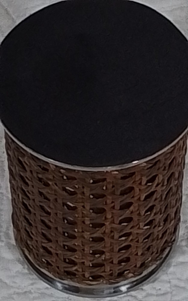 Bath Collection - Wicker &Stainless-Steel toothbrush holder.