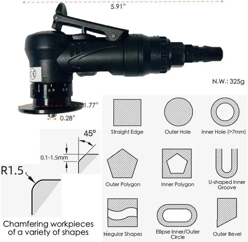 Mini Chamfering Tool 45 Degree Handheld Metal Deburring Trimming Chamfering Mach