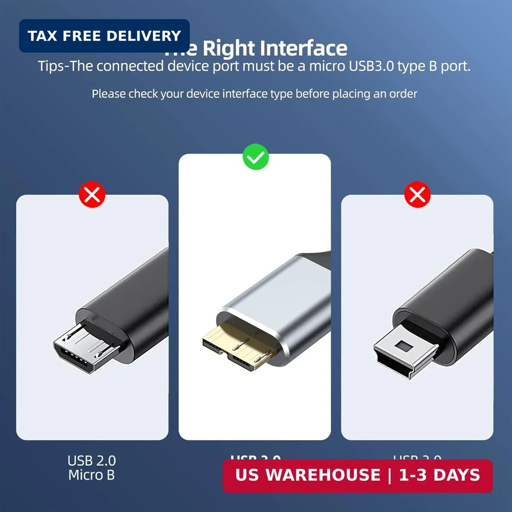 USB 3.0 Micro B Cable 1.5 FT, External Hard Drive Cable 5 Gbps High-Speed USB A
