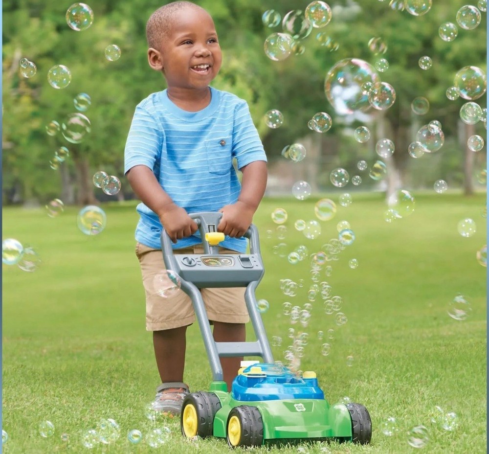 Play Day Push N Bubble Mower Toy with Realistic Sounds! & 4oz Bubble Solution