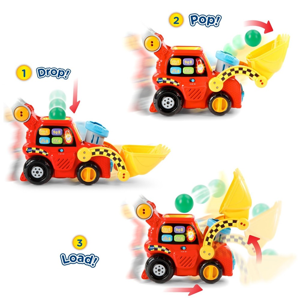 VTech Pop-a-Balls Push & Pop Bulldozer, Red - Interactive Toy