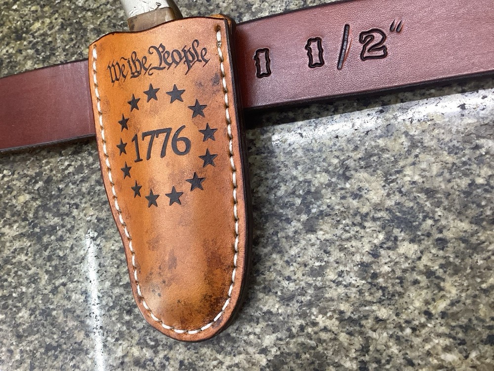 Leather Folding Knife Belt Loop Sheath Folding Hunter 5 1/4" (Sheath Only)