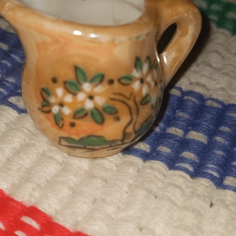 Vintage ceramic deer tree miniature jugs Japan