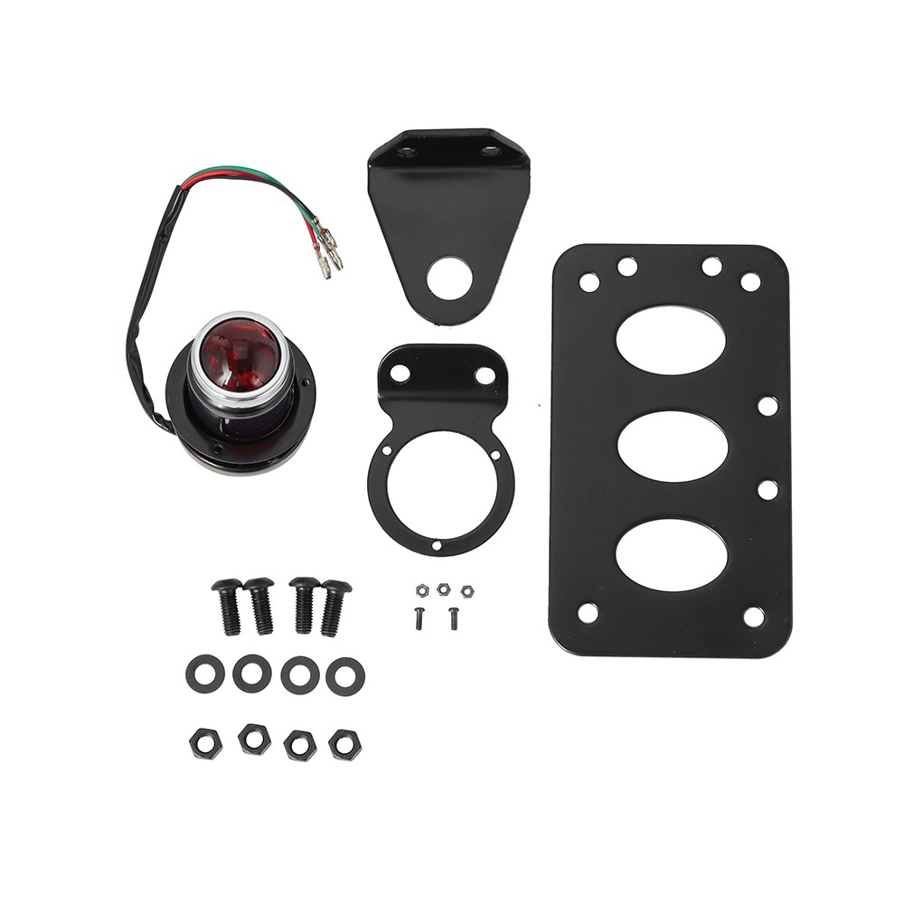 Motorcycle Side Mount Tail Light License Plate Bracket For Chopper Bobber Black