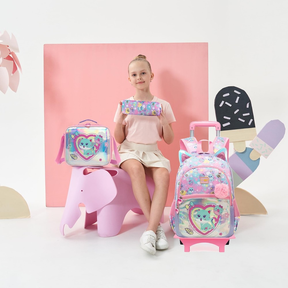 Rolling Backpack for Kids Girls Rolling Backpack for School Roller Backpacks ...