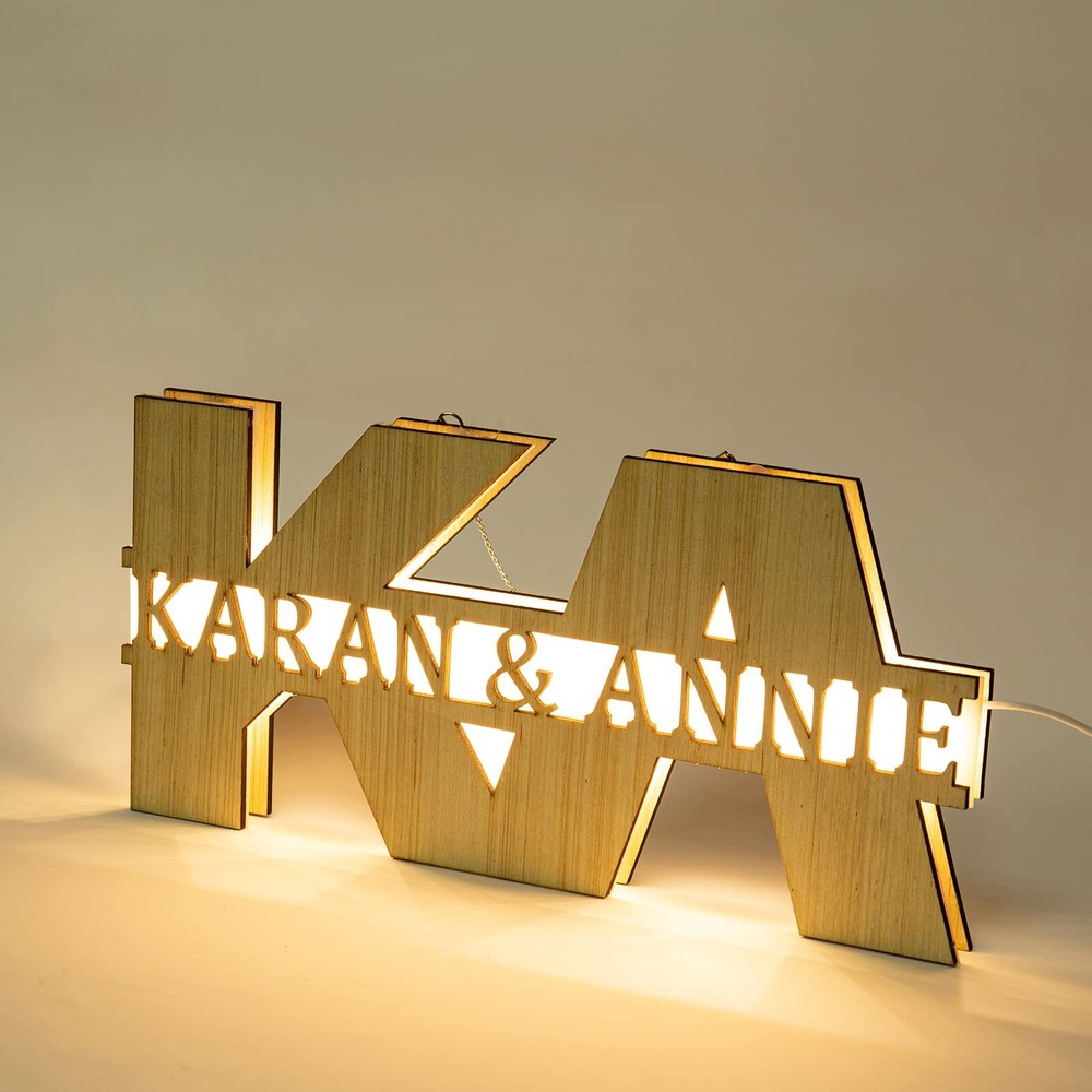 Custom Initials and Name Light - Custom Name Light - Cute Couples Gift