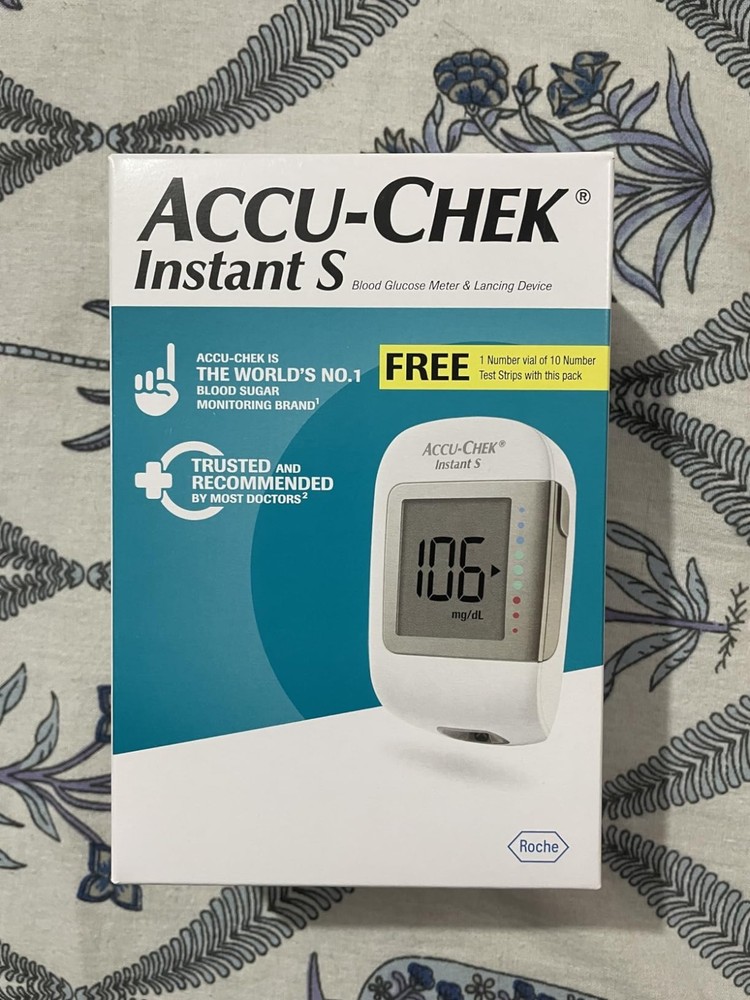 Instant S Glucometer with Free Test Strips, 10 Count (White)