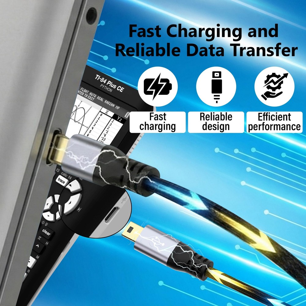 USB C to Mini Cable 6FT, Type C B Fast Charging Cord Black