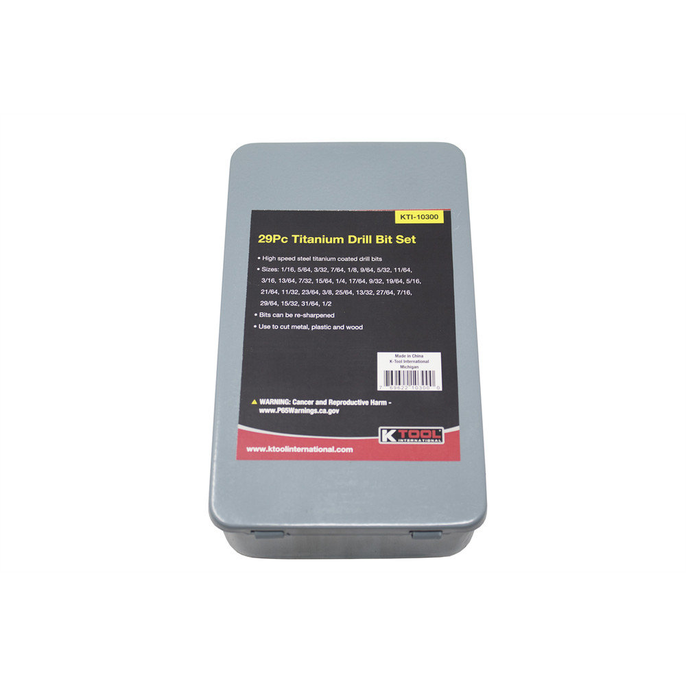 K-Tool 10300 29-pc Titanium Drill Bit Set