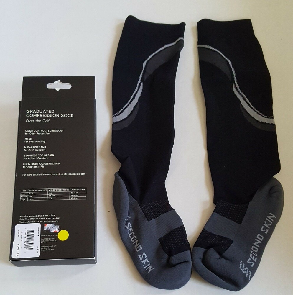 Second Skin Over-the-Calf Performance Compression Socks Black Small