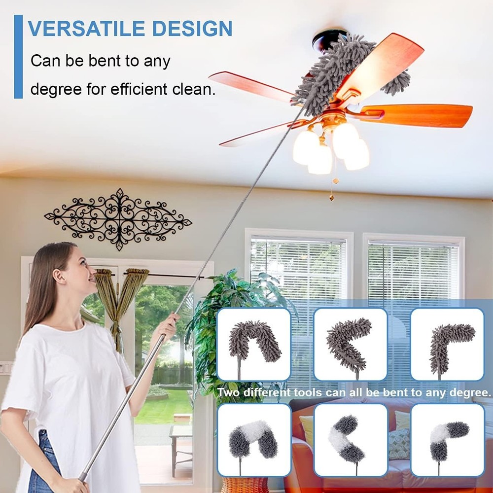 6-Piece Extendable Microfiber Duster Set for Effortless High Ceiling Clean