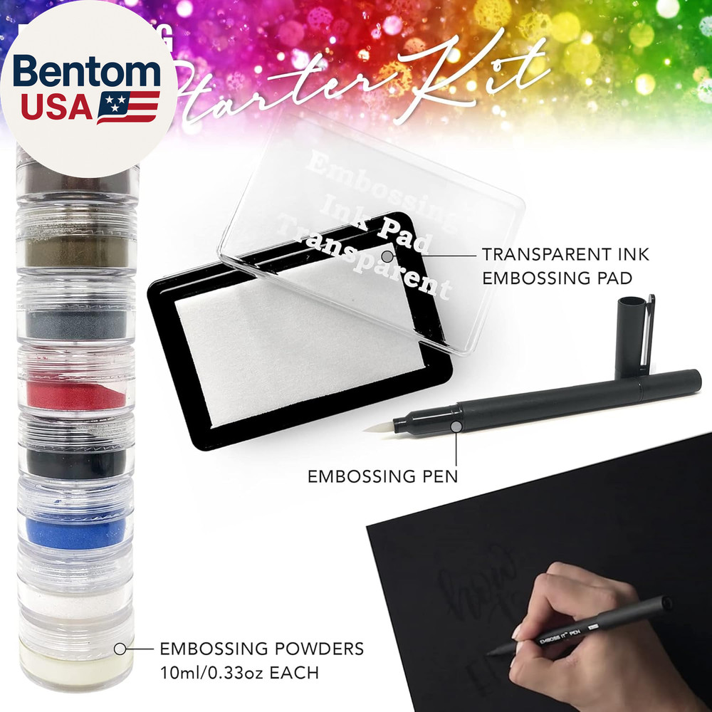 Embossing Kit with Heat Tool Bundle, Embossing Powders, Complete Embossing Start