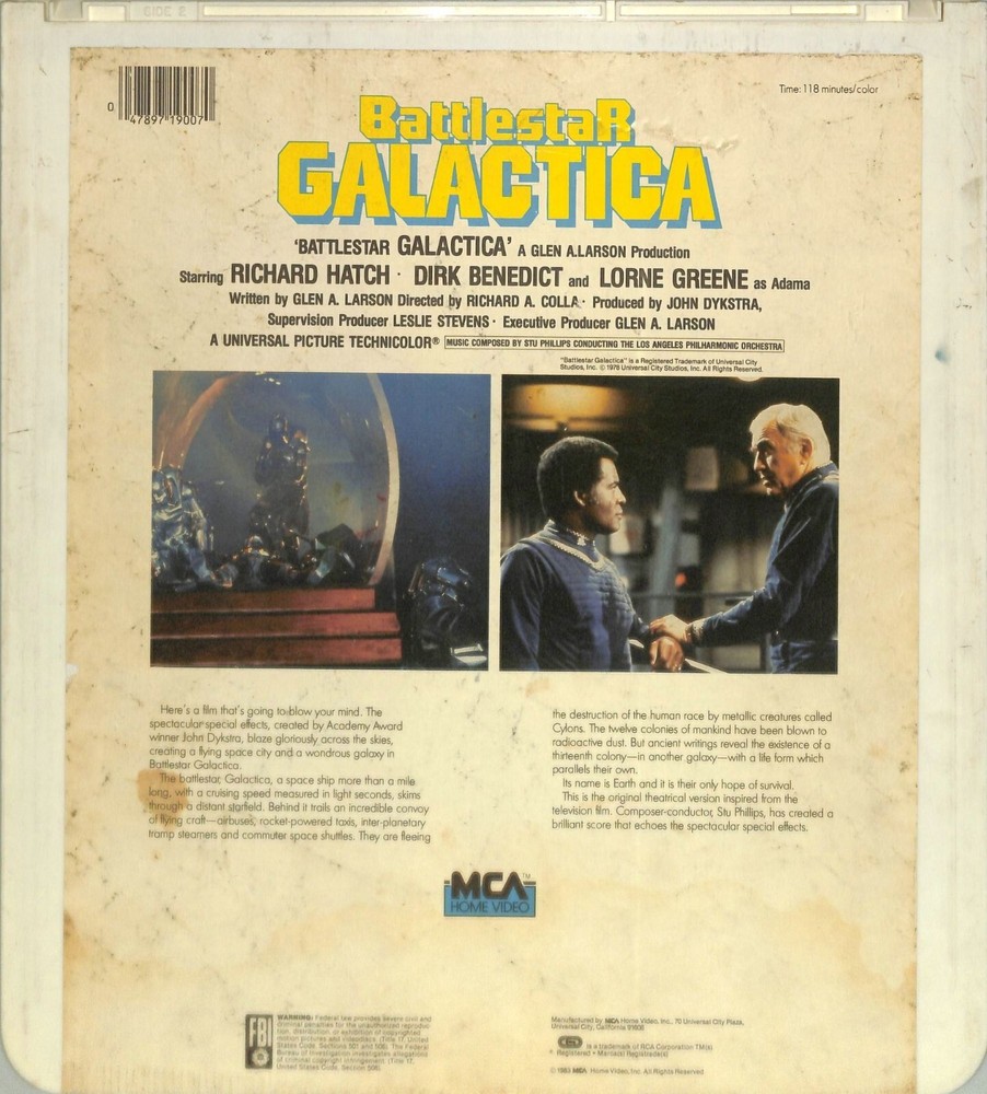 Battlestar Galactica (1978) Vintage CED Videodisc TESTED WORKING