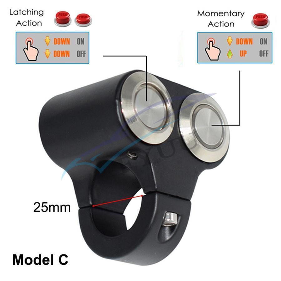 Aluminum Alloy Blue LED Handlebar Switch 1" 25mm Manual-return+Selfreturn Button