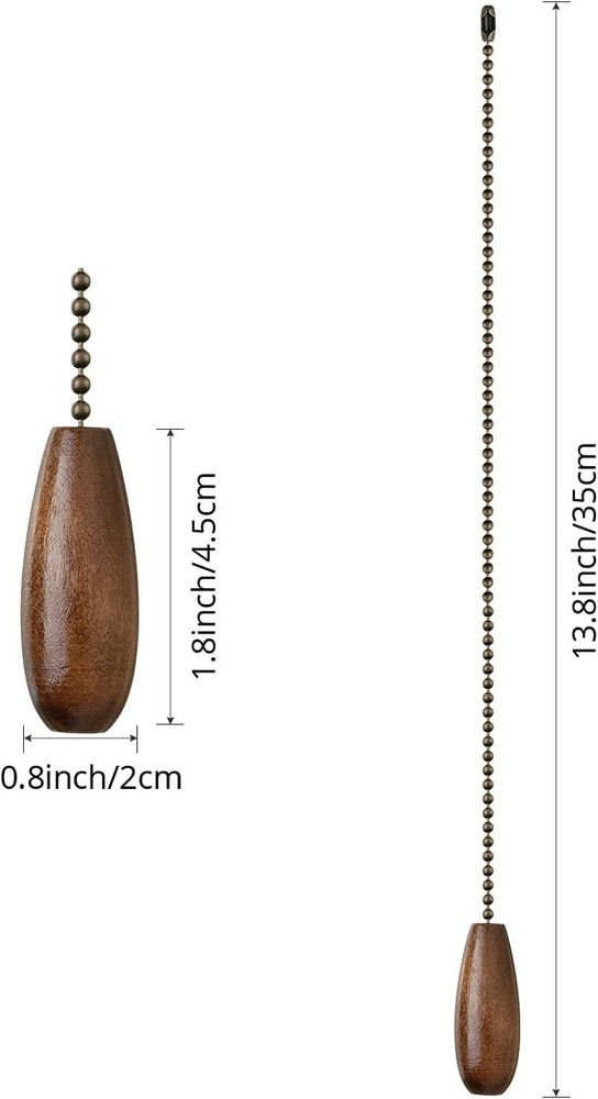 8 Pieces Ceiling Fan Pull Chains Extender Wooden Pendant Pull Chain Extension