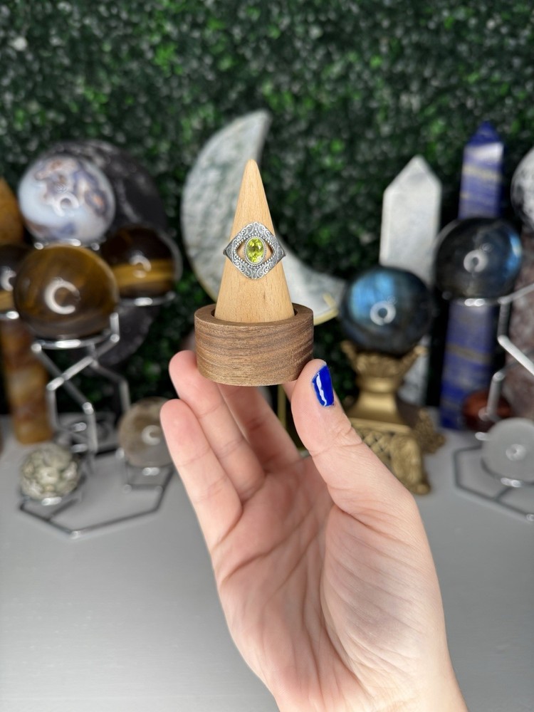 Peridot Third Eye Ring | Crystal Jewelry, Adjustable, 925 Silver