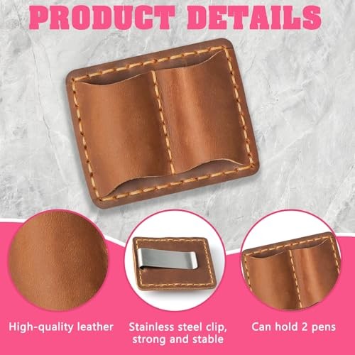 Leather Pen Holder for Notebooks and Journals - Double Pen Loop - Brown