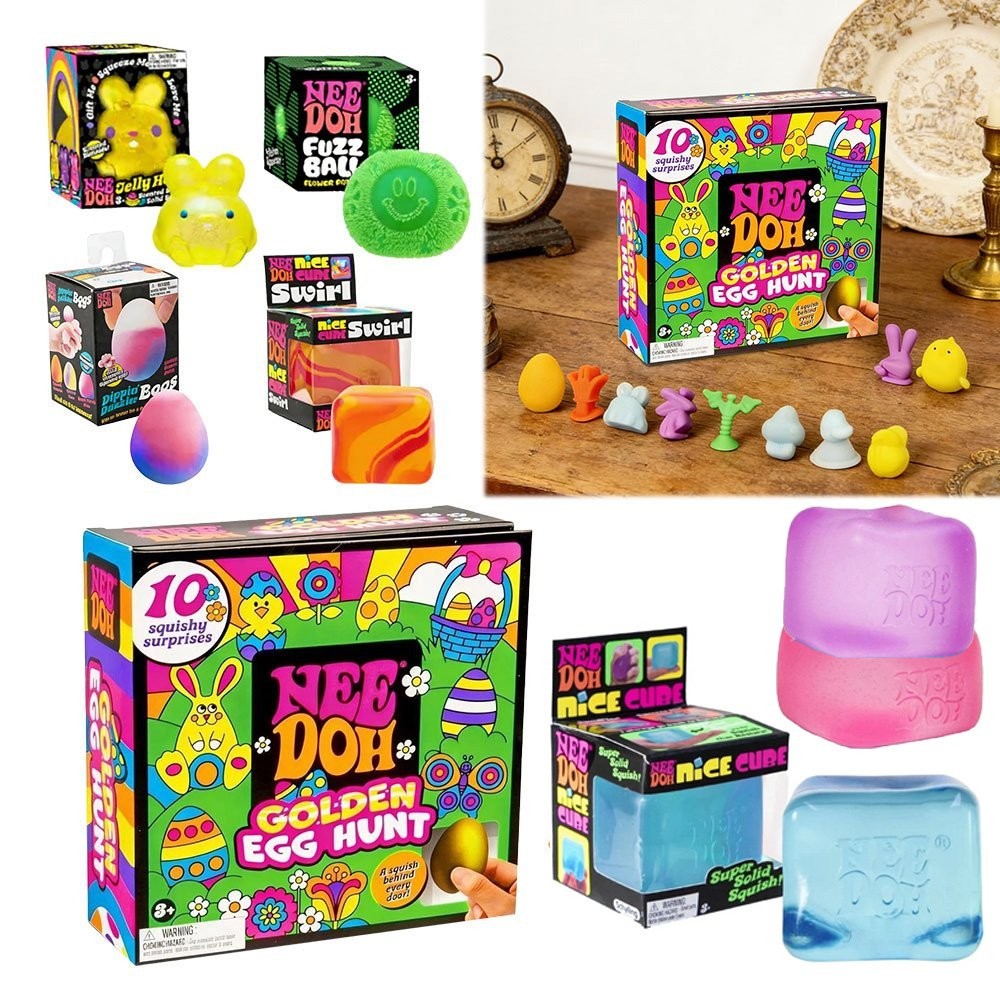 Nee Doh Nice Cube Super Solid Squish - NeeDoh Golden Egg Hunt Sensory Squeeze CE