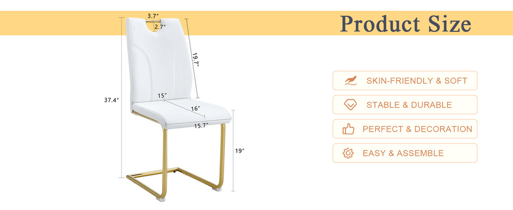 White PU Dining Chair Set.Uniquely designed white dining chairs. PU material,