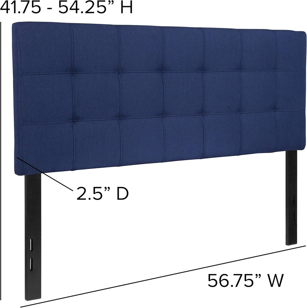 Quilted Tufted Upholstered Full Size Headboard in Navy Fabric