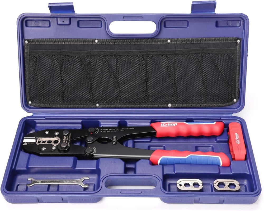 iCrimp Battery Cable Lug Crimping Tool Set includes Cable Lug Crimper, Cable Str
