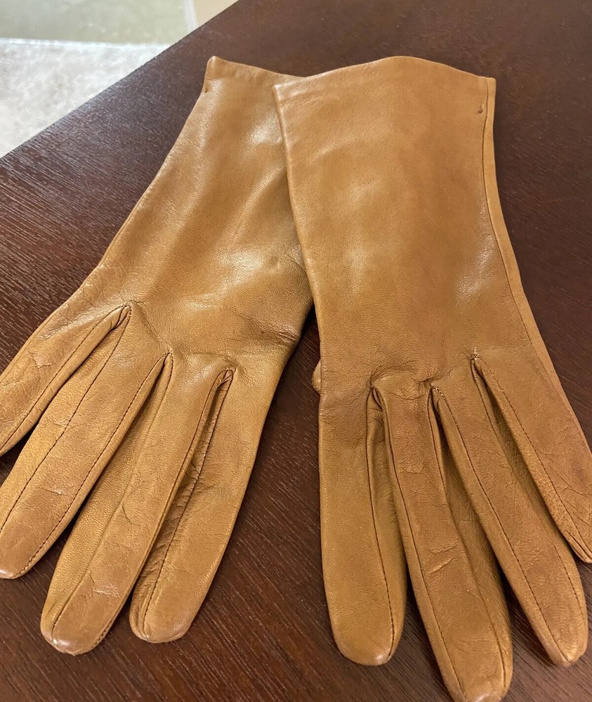 Genuine Leather Women’s Gloves Brown Lined Soft Soft Basic