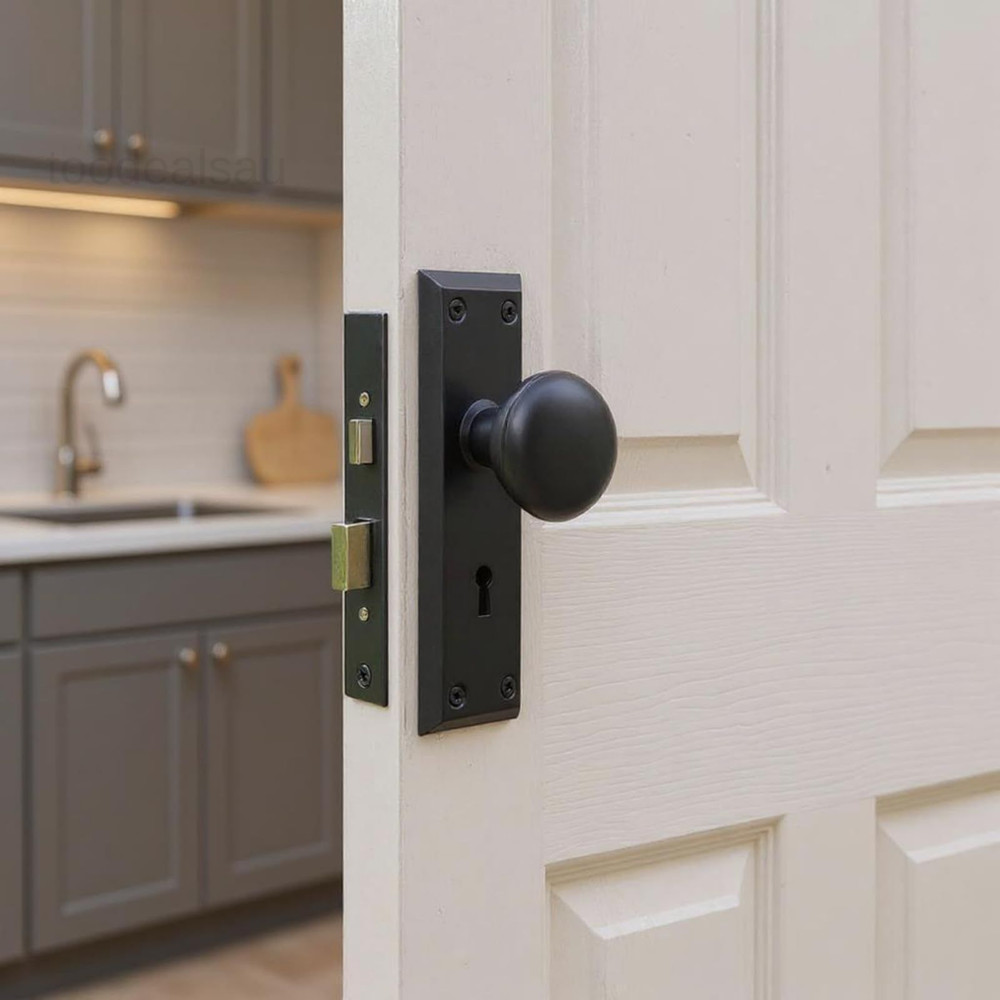 Vintage Mortise Lock Set for Interior Doors – 1 Pack, Matte Black