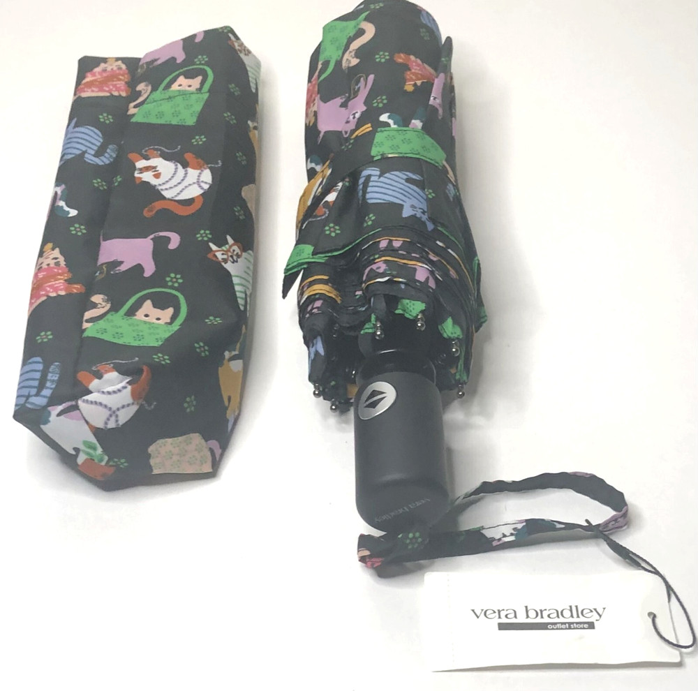 Vera Bradley Essential Umbrella Herding Cat Multi-Colored Black