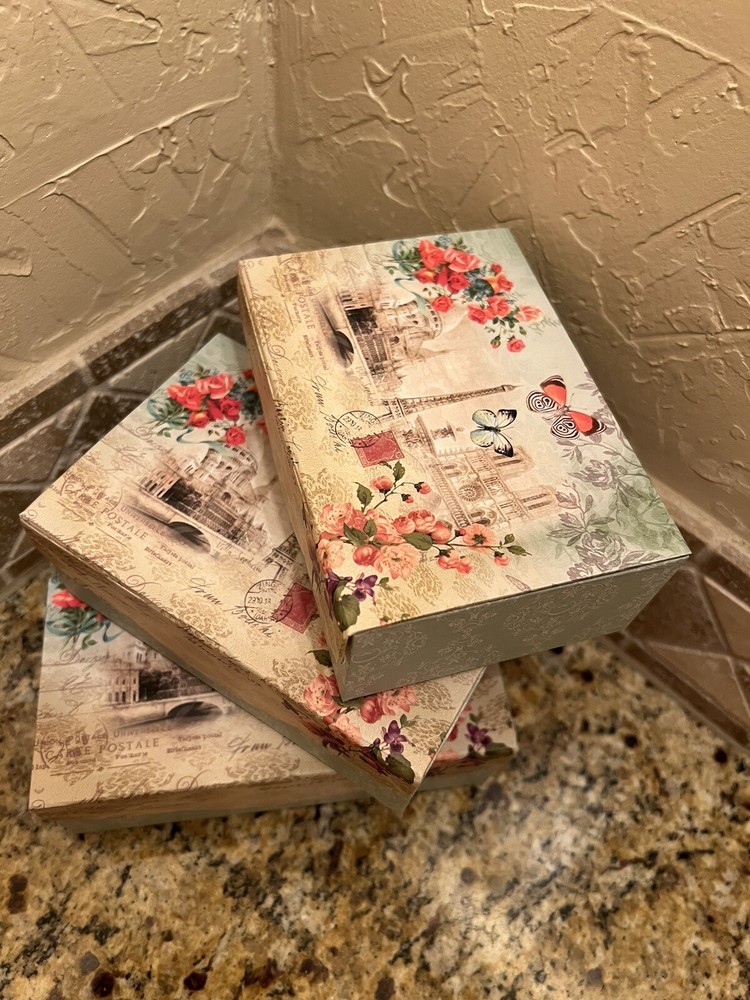 3 Paris themed nesting boxes