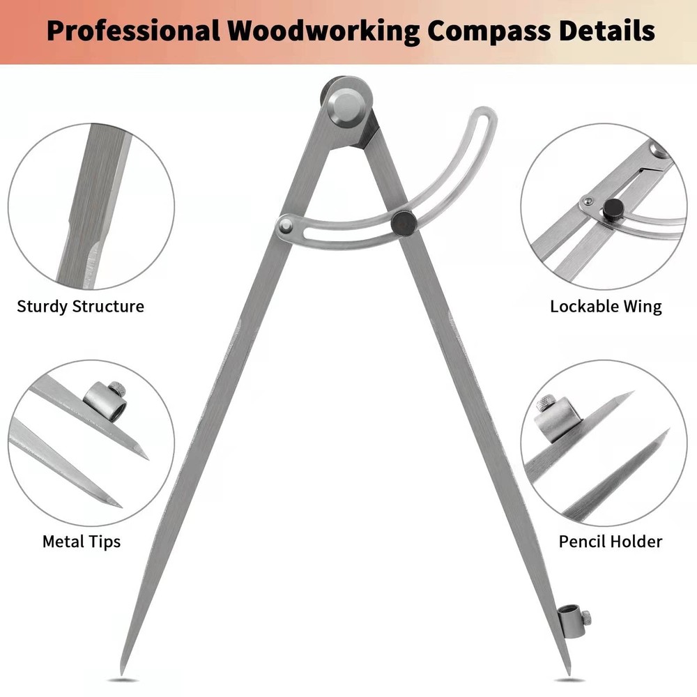 24 inch Compass for Geometry, Compass for Woodworking, Precision Woodworking