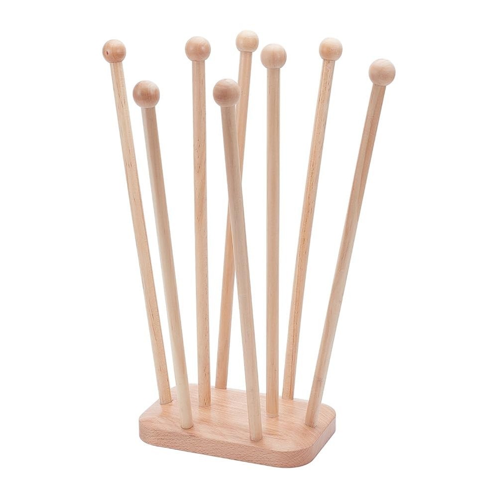 Plastic Bag Drying Rack, Reusable Bag Cup Drainer Holder with 8 Sticks Beech ...