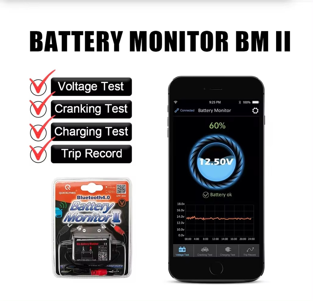 Battery Tester Bluetooth Analyzer 12V Voltage Test Diagnostic Tool For Samsung