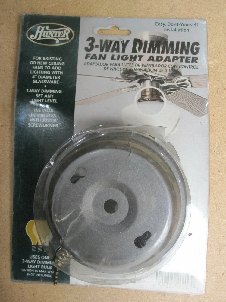 Hunter 3-Way Dimming Ceiling Fan Light Adapter Iron Finish 26617