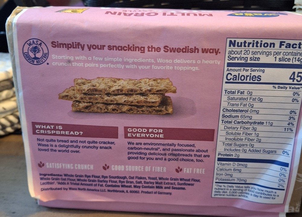 WASA Crispbread, Multi Grain , 9.7 oz (4 packs). Swedish style