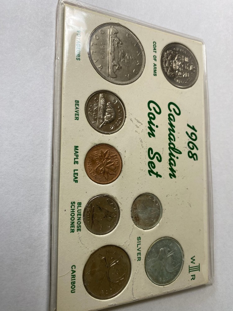 CANADA 8 coin set 1968  two  SILVER  coins