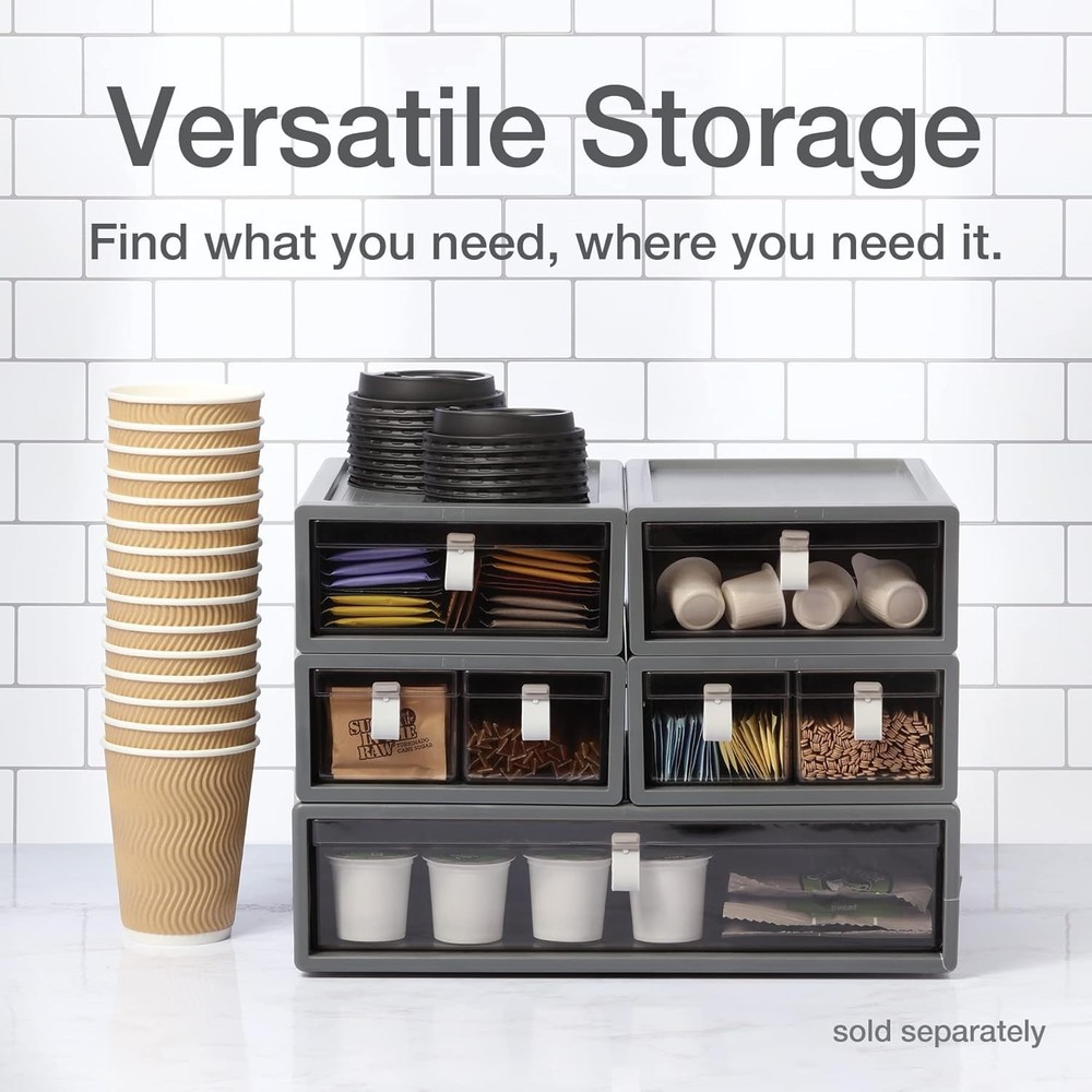 Gray Single Stackable Drawer - Durable Plastic for Home and Office Organization