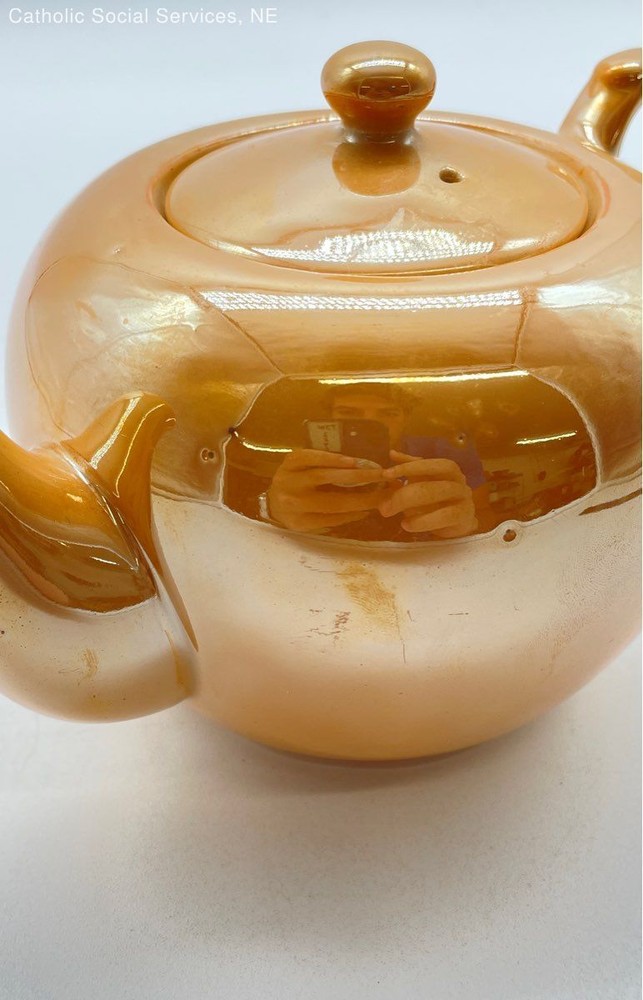 Dark Peach Vintage Lusterware Teapot Japan