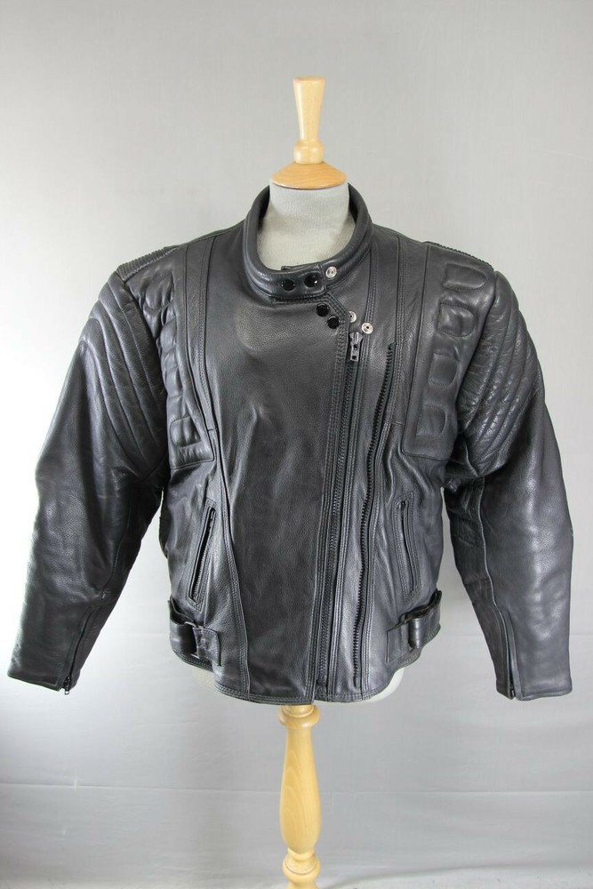 CLASSIC BLACK DYNAMIC LEATHERS COWHIDE BIKER JACKET SIZE 16