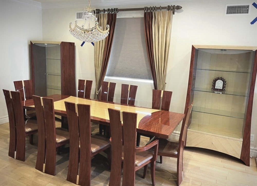 Dining Table Set With 10 Chairs & 2 China Cabinets