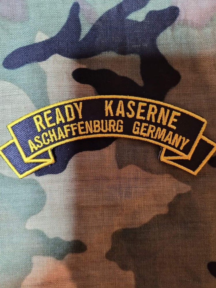 Ready Kaserne ,Aschaffenburg  Germany 4" embroidered rocker tab patch