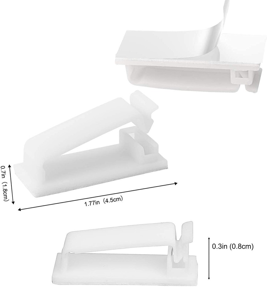 50Pcs Self-Adhesive Cable Management Clips, White