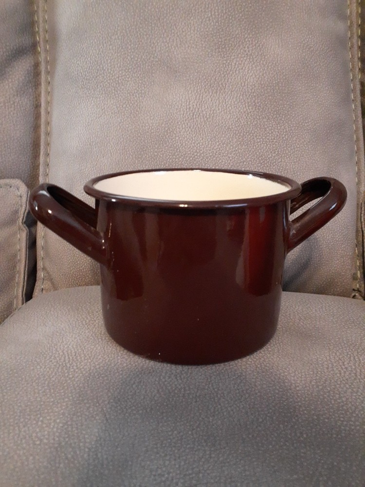 Vintage Bonyhad Brown enamel Pot enamelware