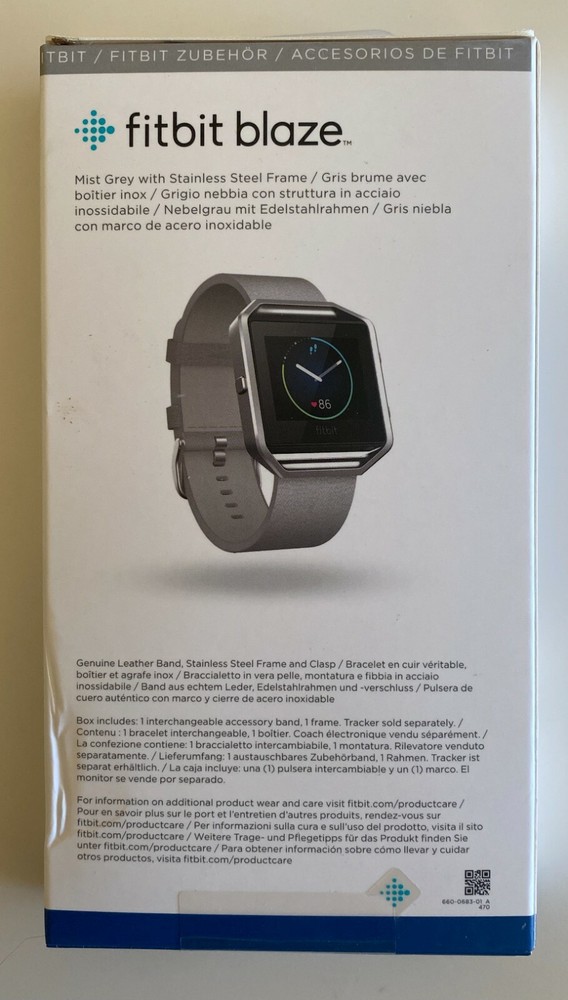 New Fitbit Blaze Accessory Band, Leather, Large - Mist Grey