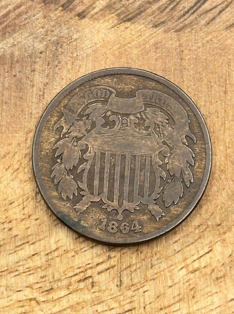 1864 Large Motto Copper Two Cent Piece 2C #6264