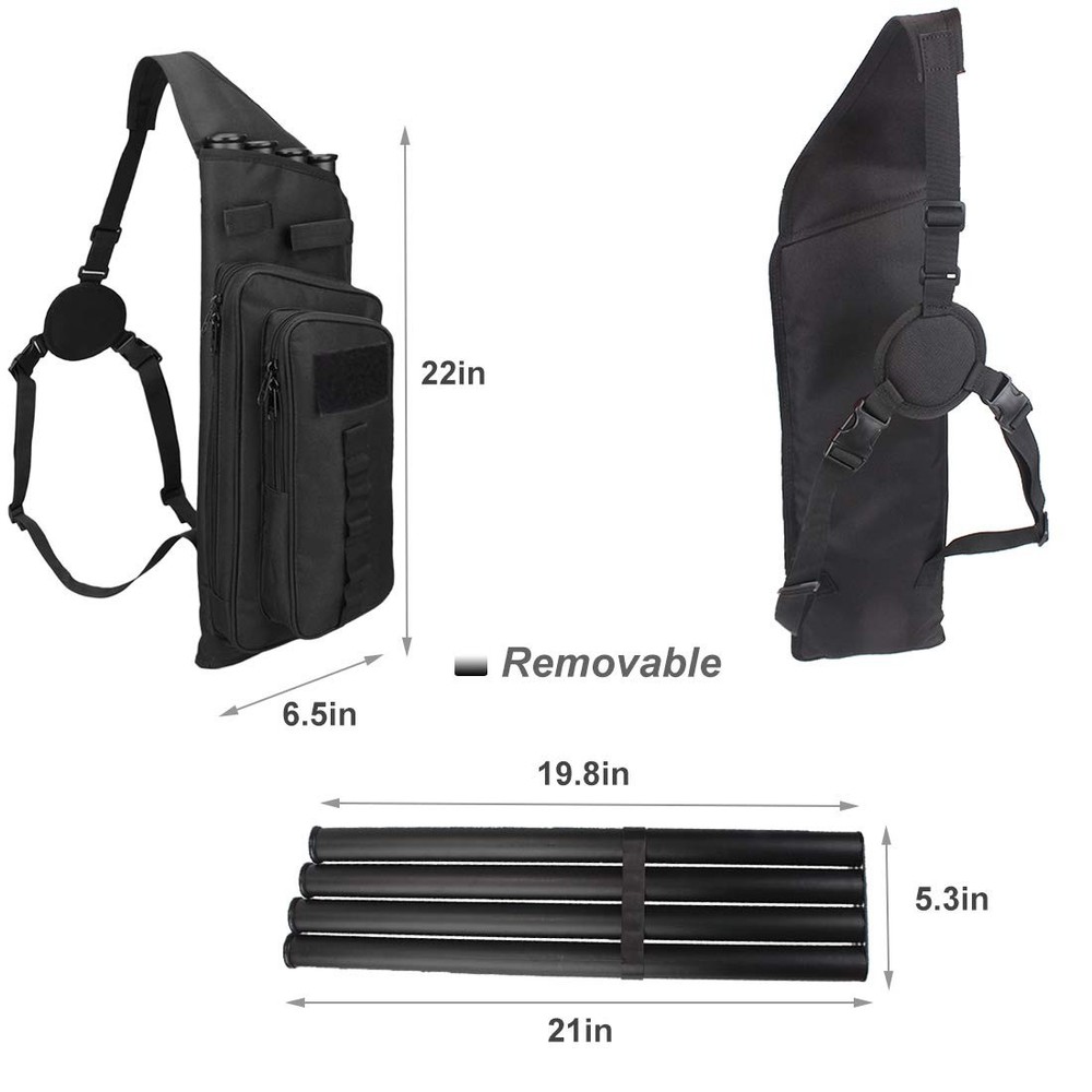 Krayney Multi-function 4-Tubes Back Arrow Quiver Shoulder Hanged Target Black