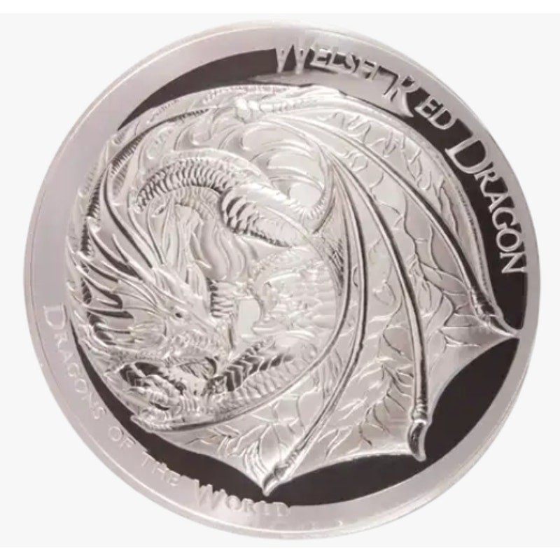 2022 ~ 5oz Silver ~ Convex $5 Welsh Red Dragon